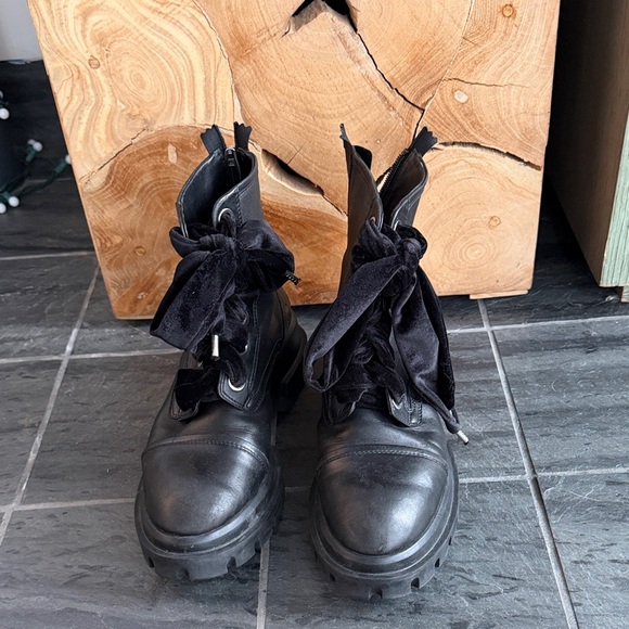 Agl Shoes - AGL Black Voile Biker Boot
Combat Boots with Velvet Laces